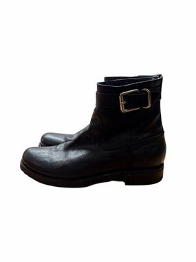 Frye Black Leather Ankle Boots with Side Buckle and Back Zipper Sz 10 🖤🖤🖤
